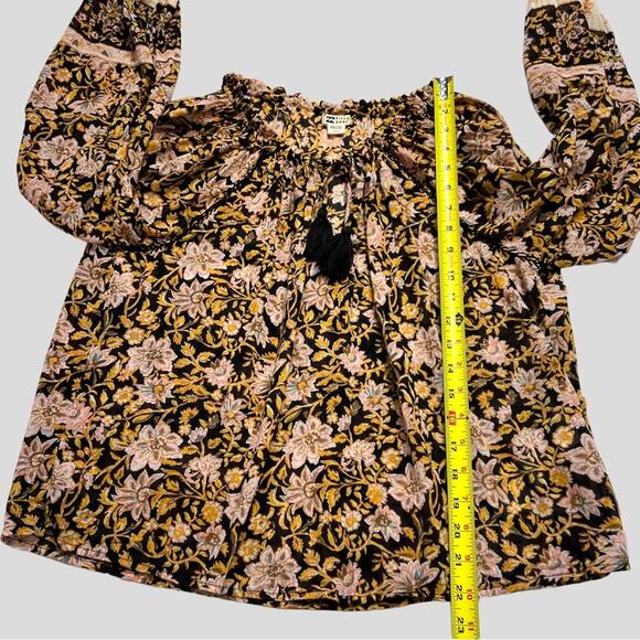 Billabong Womens Cotton Sun Fire Peasant Top Mixed Print Semi-Sheer Size M Boho - Picture 14 of 16
